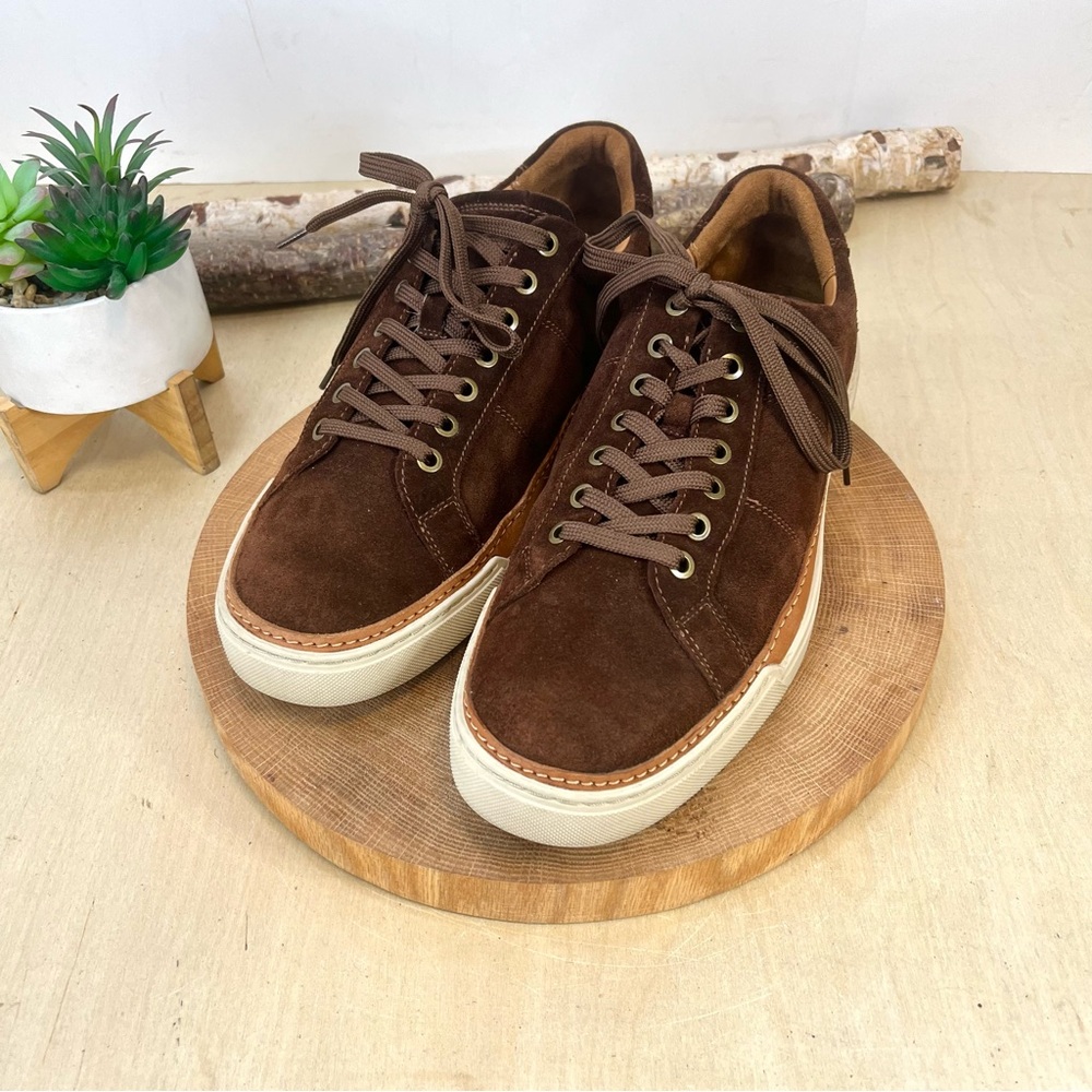 Allen Edmonds Courtside Suede Sneakers Men’s 11.5 D Brown Tan Leather Trim